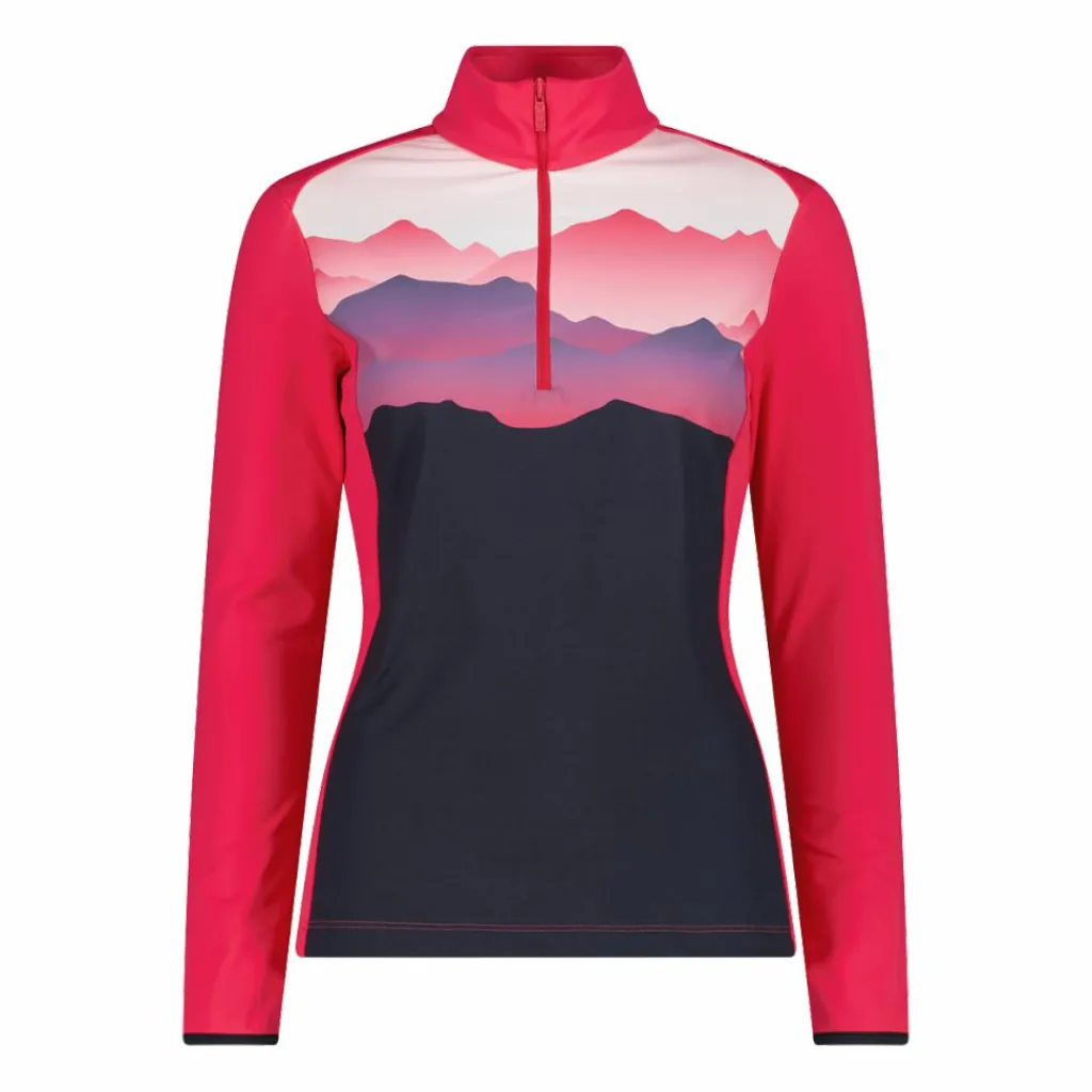 Bedrucktes Half-Zip-Fleeceshirt aus Softech für Damen>CMP Clearance