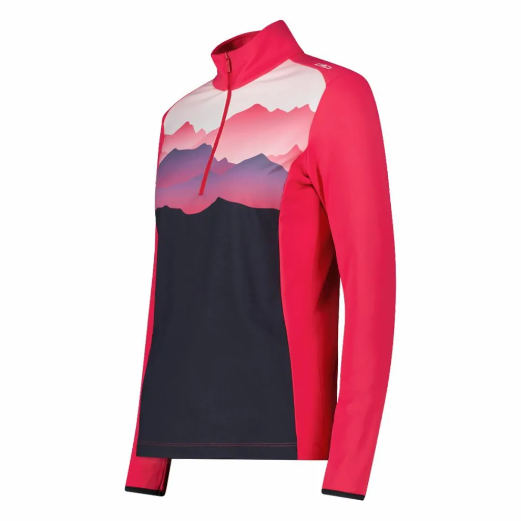Bedrucktes Half-Zip-Fleeceshirt aus Softech für Damen>CMP Clearance