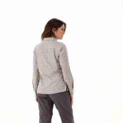 Damen Langarm-Bluse mit Karomuster><noscript><img width=