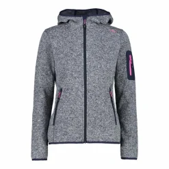 Damen schweres Fleecejacke Knit-Tech in melierter Optik mit Kapuze>CMP