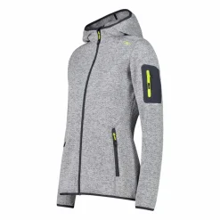 Damen schweres Fleecejacke Knit-Tech in melierter Optik mit Kapuze><noscript><img width=