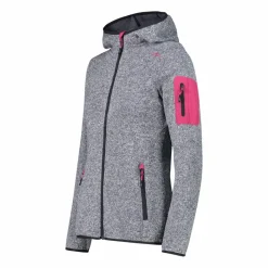 Damen schweres Fleecejacke Knit-Tech in melierter Optik mit Kapuze><noscript><img width=