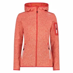 Damen schweres Fleecejacke Knit-Tech in melierter Optik mit Kapuze><noscript><img width=