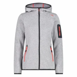 Damen schweres Fleecejacke Knit-Tech in melierter Optik mit Kapuze><noscript><img width=