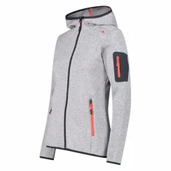 Damen schweres Fleecejacke Knit-Tech in melierter Optik mit Kapuze><noscript><img width=