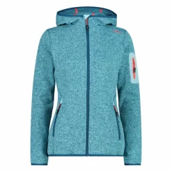 Damen schweres Fleecejacke Knit-Tech in melierter Optik mit Kapuze><noscript><img width=
