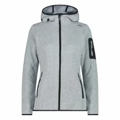 Damen schweres Fleecejacke Knit-Tech in melierter Optik mit Kapuze><noscript><img width=