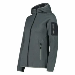 Damen schweres Fleecejacke Knit-Tech in melierter Optik mit Kapuze><noscript><img width=
