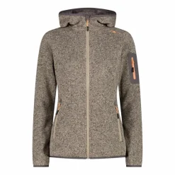 Damen schweres Fleecejacke Knit-Tech in melierter Optik mit Kapuze><noscript><img width=