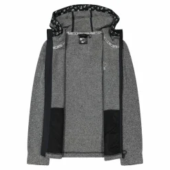 Damen-Fleecejacke aus Knit Tech mit Kapuze und floralen Details><noscript><img width=