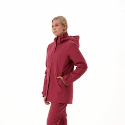 Damenjacke mit abnehmbarer Kapuze und Innenseite><noscript><img data-lazyloaded=