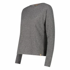 Damenpullover mit Bateau-Ausschnitt aus meliertem Jersey><noscript><img width=