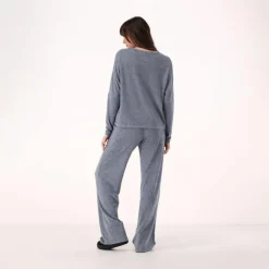 Damenpullover mit Bateau-Ausschnitt aus meliertem Jersey><noscript><img width=