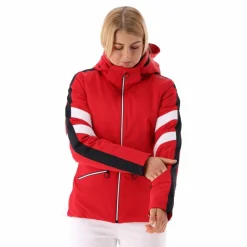 Damen-Skijacke aus Twill mit abnehmbarer Kapuze><noscript><img width=