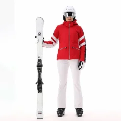 Damen-Skijacke aus Twill mit abnehmbarer Kapuze><noscript><img width=