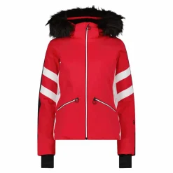 Damen-Skijacke aus Twill mit abnehmbarer Kapuze und Kunstfellbesatz>CMP New