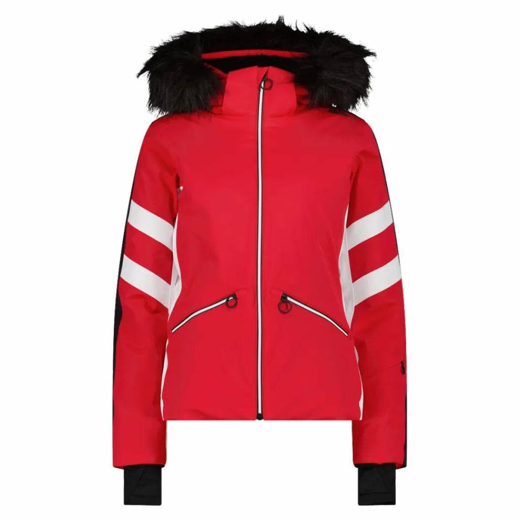 Damen-Skijacke aus Twill mit abnehmbarer Kapuze und Kunstfellbesatz>CMP New