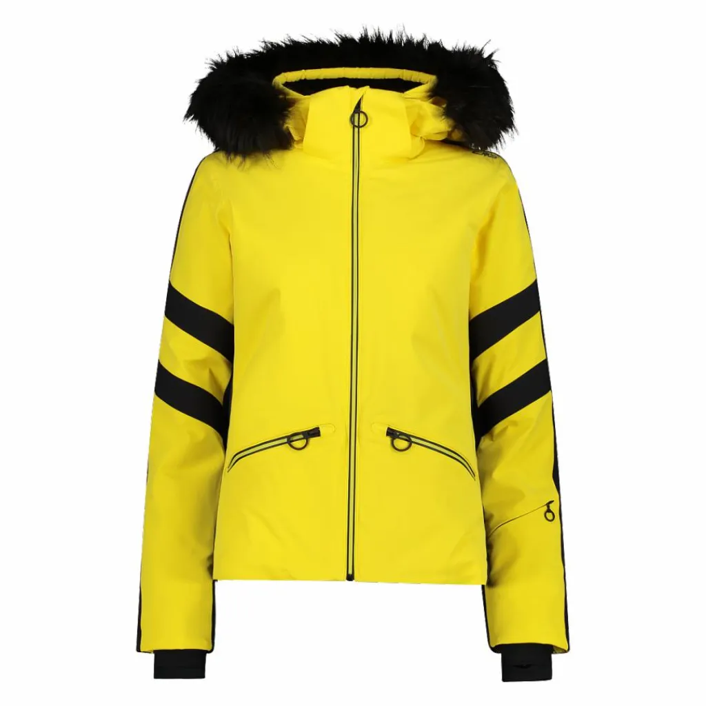 Damen-Skijacke aus Twill mit abnehmbarer Kapuze und Kunstfellbesatz>CMP New