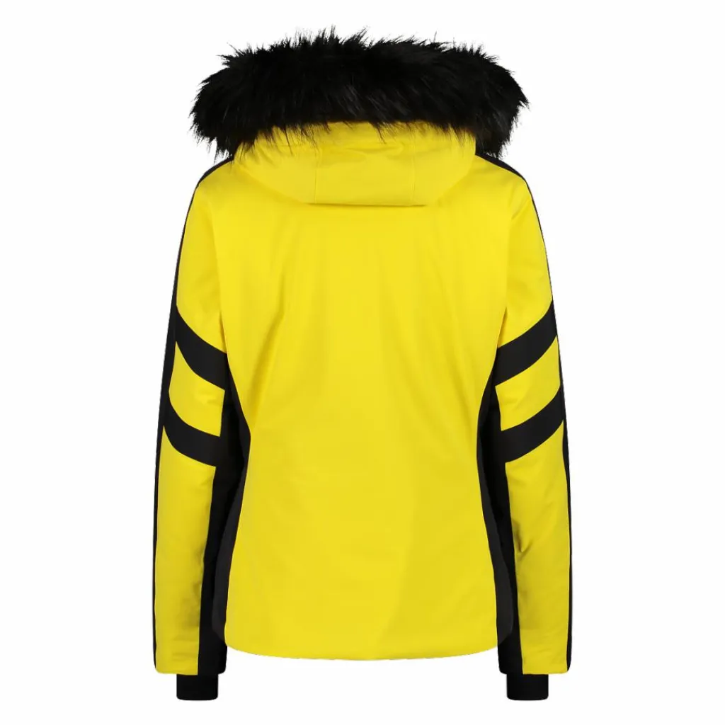 Damen-Skijacke aus Twill mit abnehmbarer Kapuze und Kunstfellbesatz>CMP New