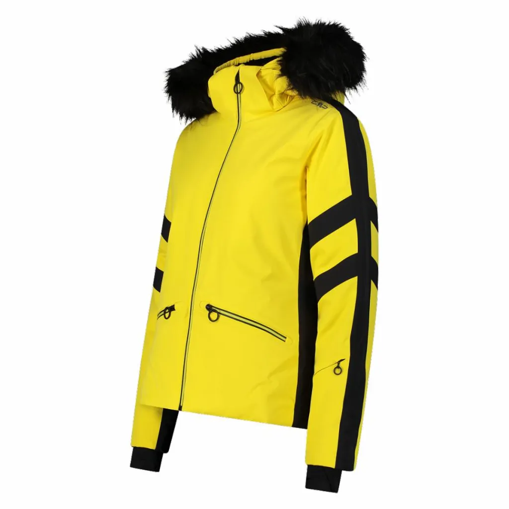 Damen-Skijacke aus Twill mit abnehmbarer Kapuze und Kunstfellbesatz>CMP New