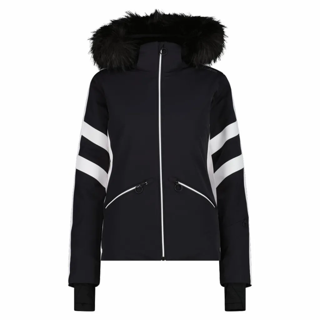 Damen-Skijacke aus Twill mit abnehmbarer Kapuze und Kunstfellbesatz>CMP New