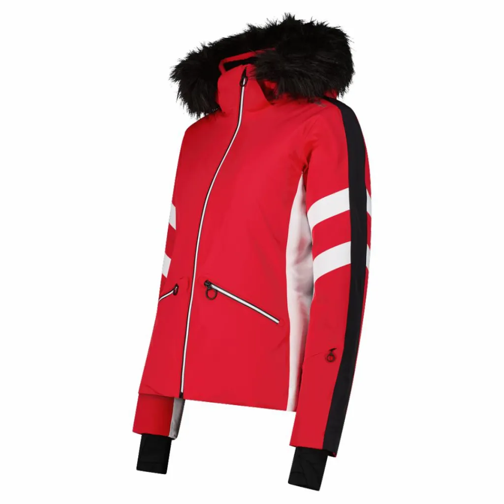 Damen-Skijacke aus Twill mit abnehmbarer Kapuze und Kunstfellbesatz>CMP New