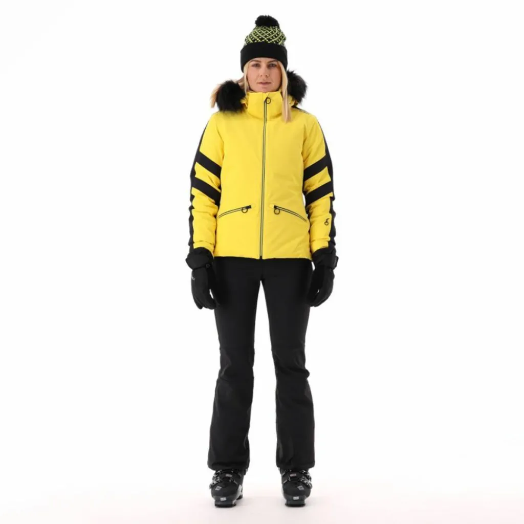 Damen-Skijacke aus Twill mit abnehmbarer Kapuze und Kunstfellbesatz>CMP New