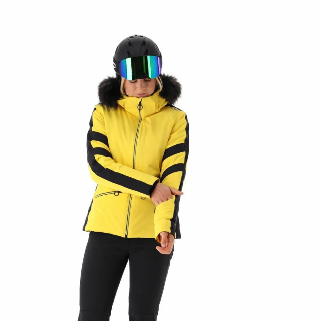 Damen-Skijacke aus Twill mit abnehmbarer Kapuze und Kunstfellbesatz>CMP New