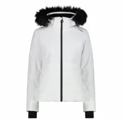 Damen-Skijacke mit abnehmbarer Kapuze aus Kunstfell><noscript><img width=