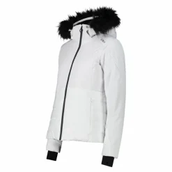 Damen-Skijacke mit abnehmbarer Kapuze aus Kunstfell><noscript><img width=