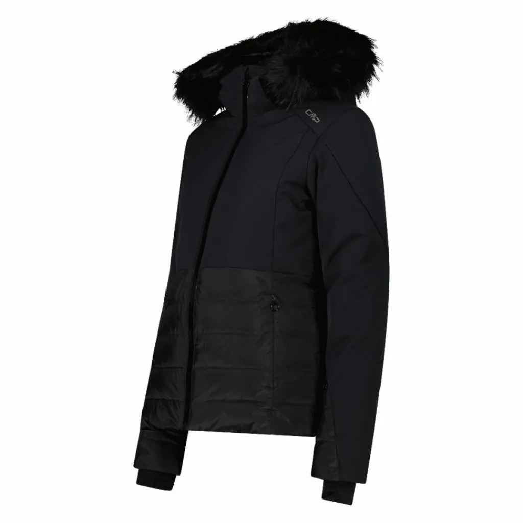Damen-Skijacke mit abnehmbarer Kapuze aus Kunstfell>CMP Discount