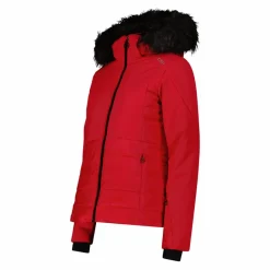 Damen-Skijacke mit abnehmbarer Kapuze aus Kunstfell><noscript><img width=