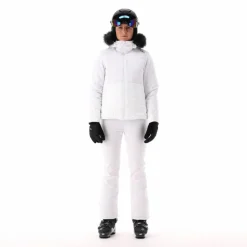Damen-Skijacke mit abnehmbarer Kapuze aus Kunstfell><noscript><img width=