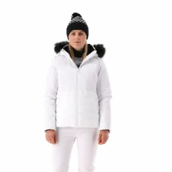 Damen-Skijacke mit abnehmbarer Kapuze aus Kunstfell><noscript><img width=
