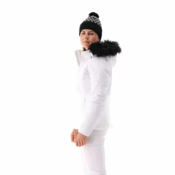 Damen-Skijacke mit abnehmbarer Kapuze aus Kunstfell><noscript><img width=
