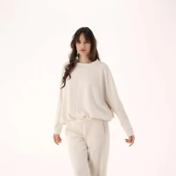 Damen-Sweatshirt aus Modal mit matt glänzendem Finish><noscript><img width=