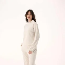 Damen-Sweatshirt aus Modal mit matt glänzendem Finish><noscript><img width=