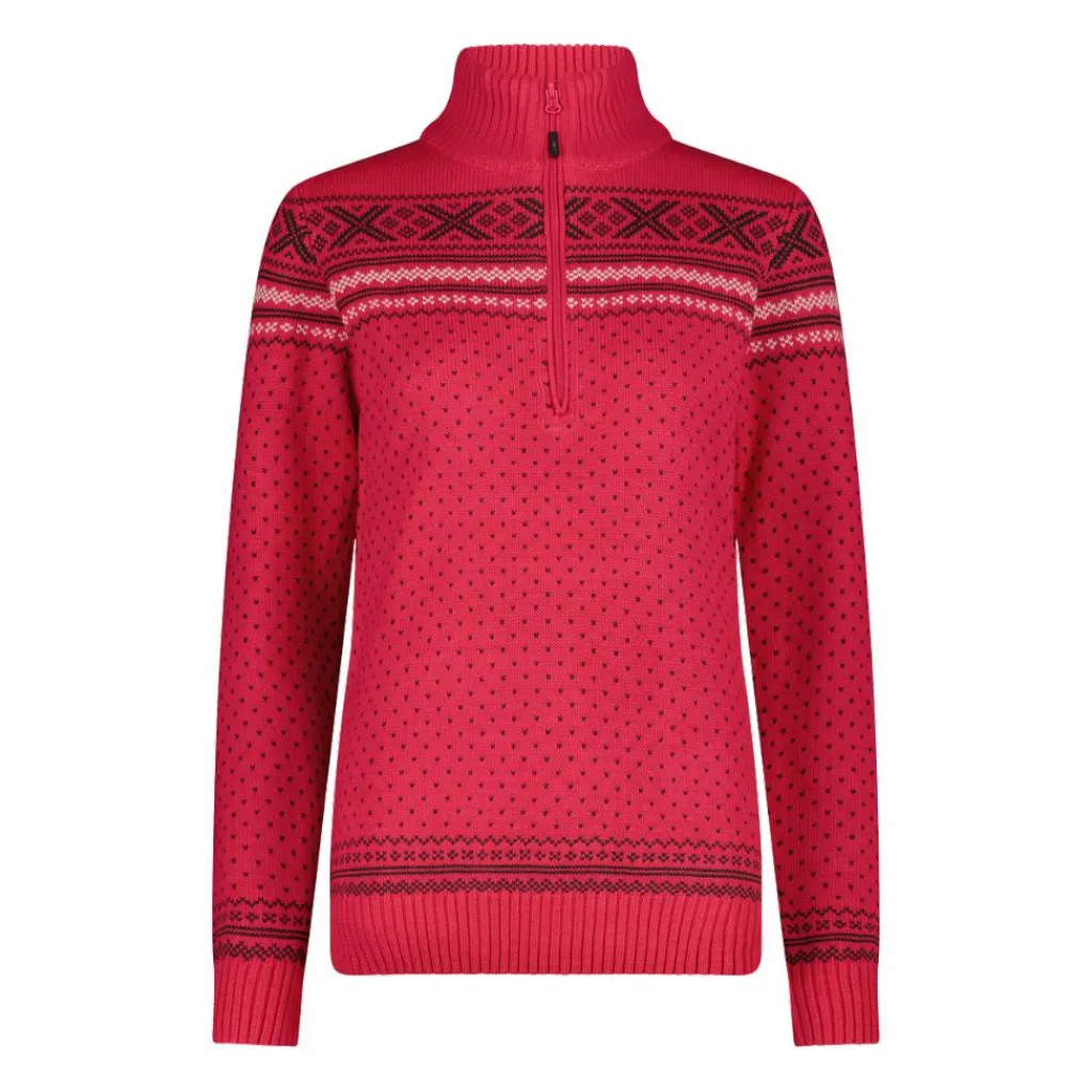 Damen-Sweatshirt mit halbem Reißverschluss in Wooltech>CMP Clearance