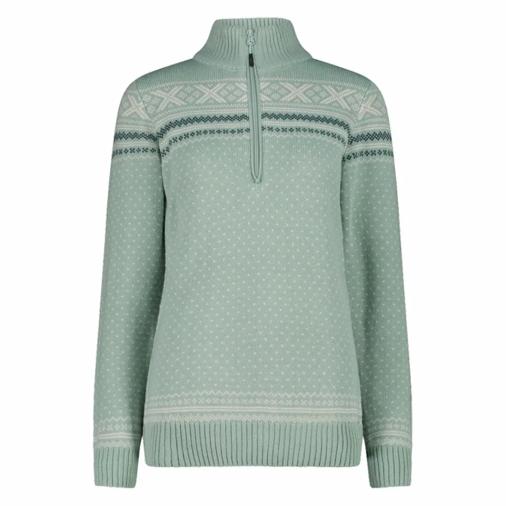Damen-Sweatshirt mit halbem Reißverschluss in Wooltech>CMP Clearance