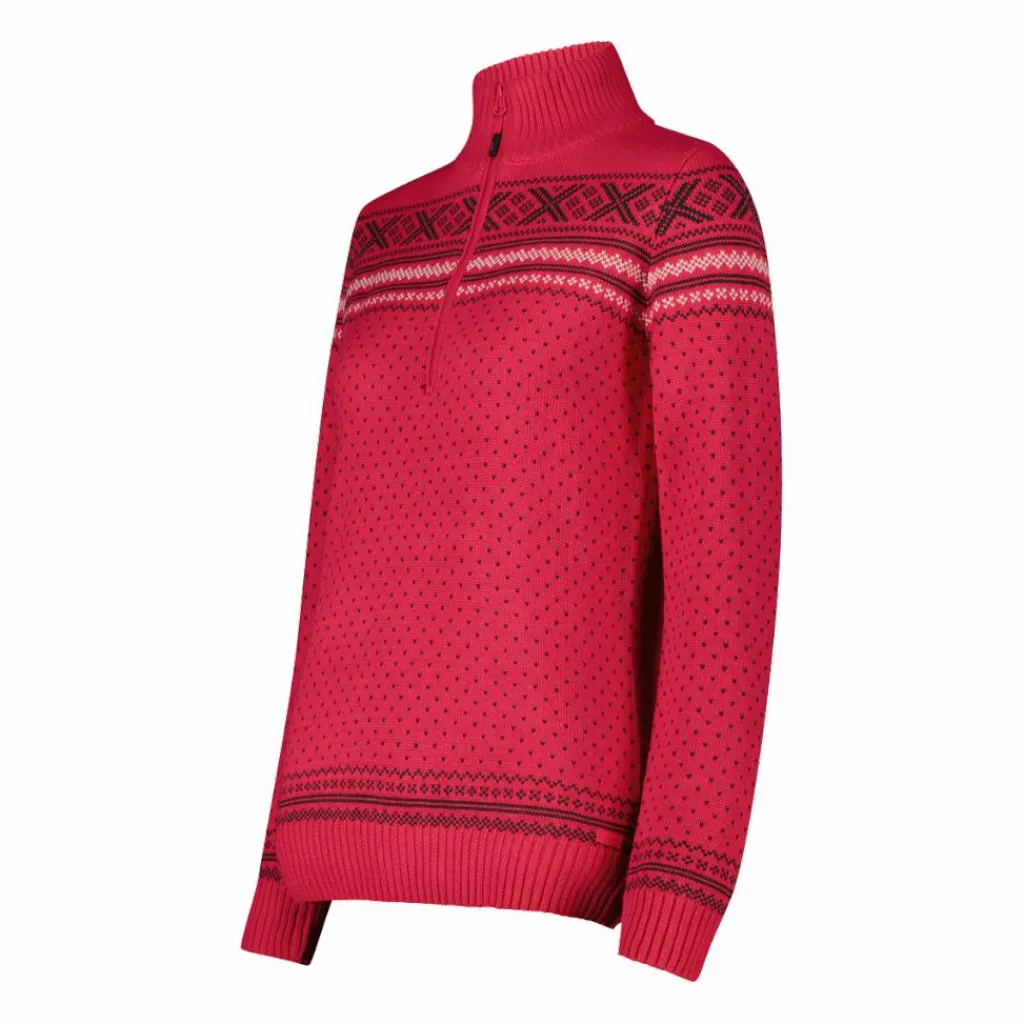 Damen-Sweatshirt mit halbem Reißverschluss in Wooltech>CMP Clearance