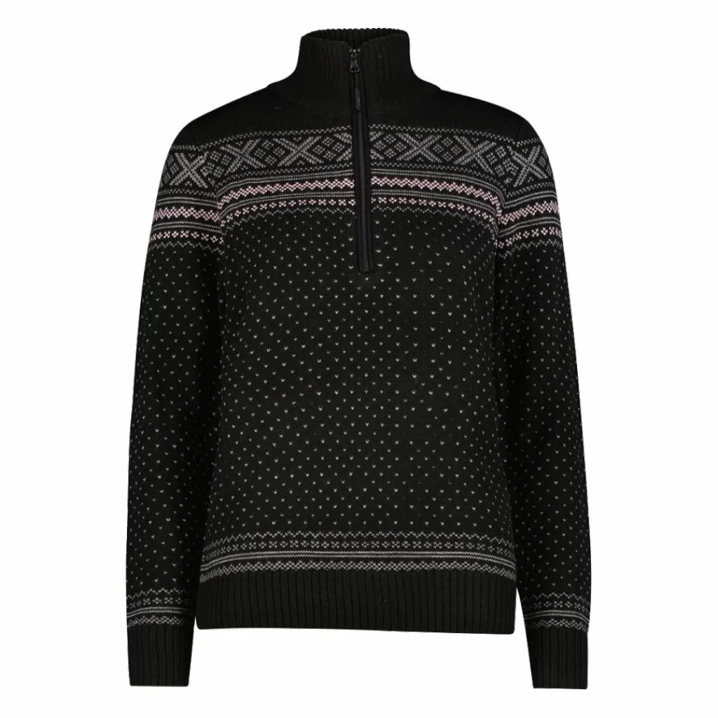 Damen-Sweatshirt mit halbem Reißverschluss in Wooltech>CMP Clearance