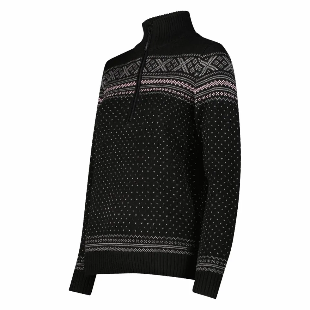 Damen-Sweatshirt mit halbem Reißverschluss in Wooltech>CMP Clearance