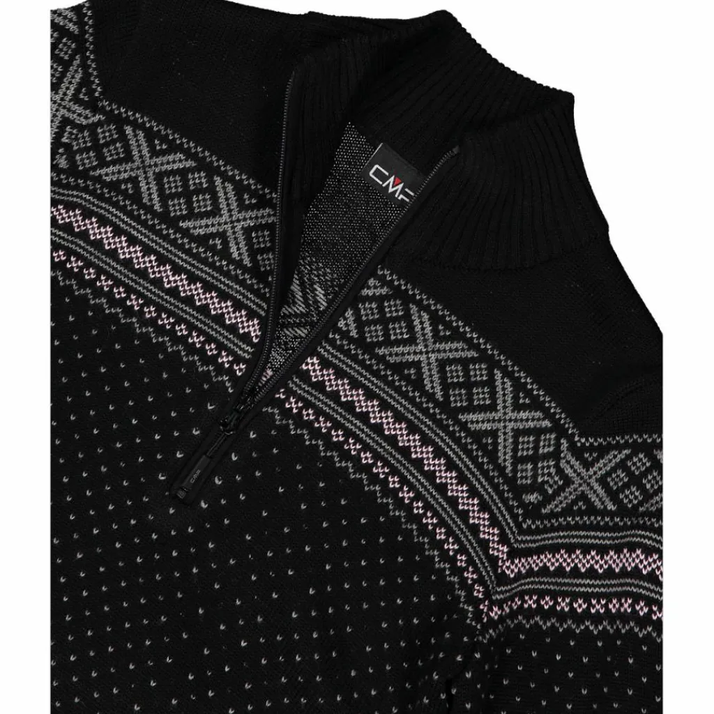 Damen-Sweatshirt mit halbem Reißverschluss in Wooltech>CMP Clearance