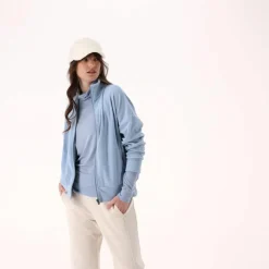Damen-Sweatshirt mit hohem Kragen und Reißverschluss><noscript><img width=