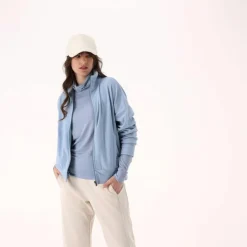 Damen-Sweatshirt mit hohem Kragen und Reißverschluss><noscript><img width=