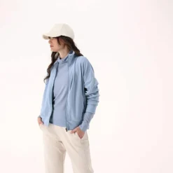 Damen-Sweatshirt mit hohem Kragen und Reißverschluss><noscript><img width=