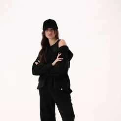 Damen-Sweatshirt ohne Reißverschluss mit fest angebrachter Kapuze><noscript><img width=