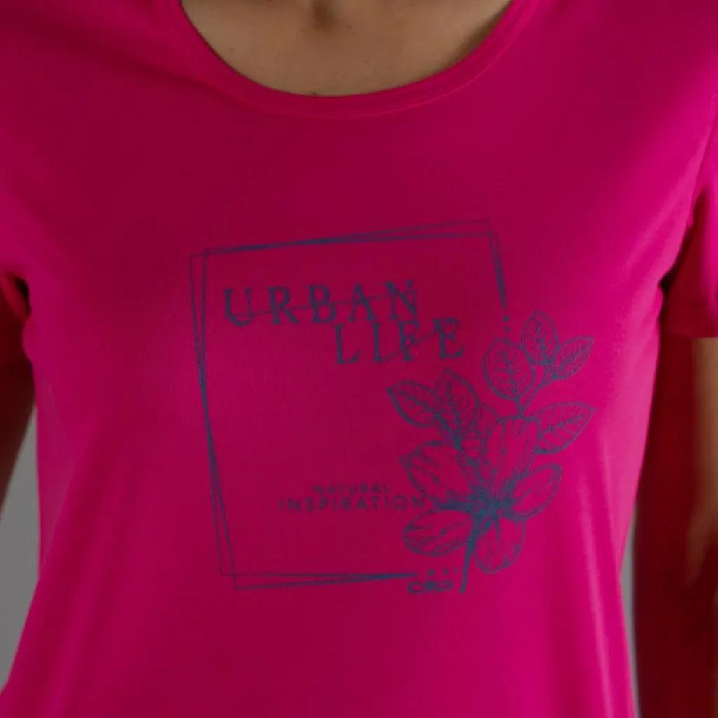 Damen-T-Shirt aus Piqué mit Print vorne>CMP New