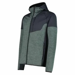 Fleece Grid Tech mit Reißverschluss für Herren mit Kapuze meliert><noscript><img width=