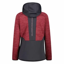 Fleece Grid Tech mit Reißverschluss für Damen meliert mit Kapuze><noscript><img width=